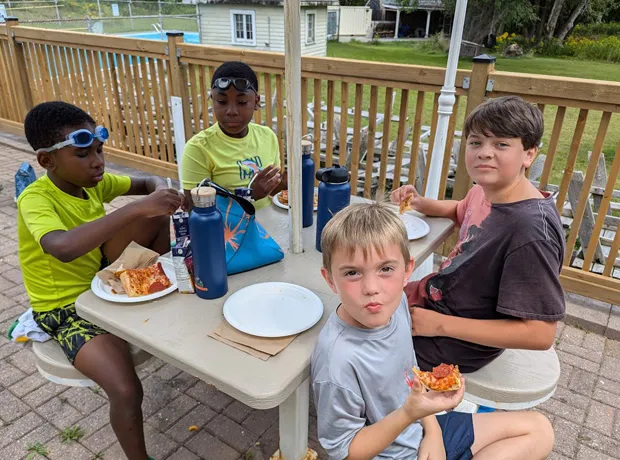 Eating Pizza with Friends